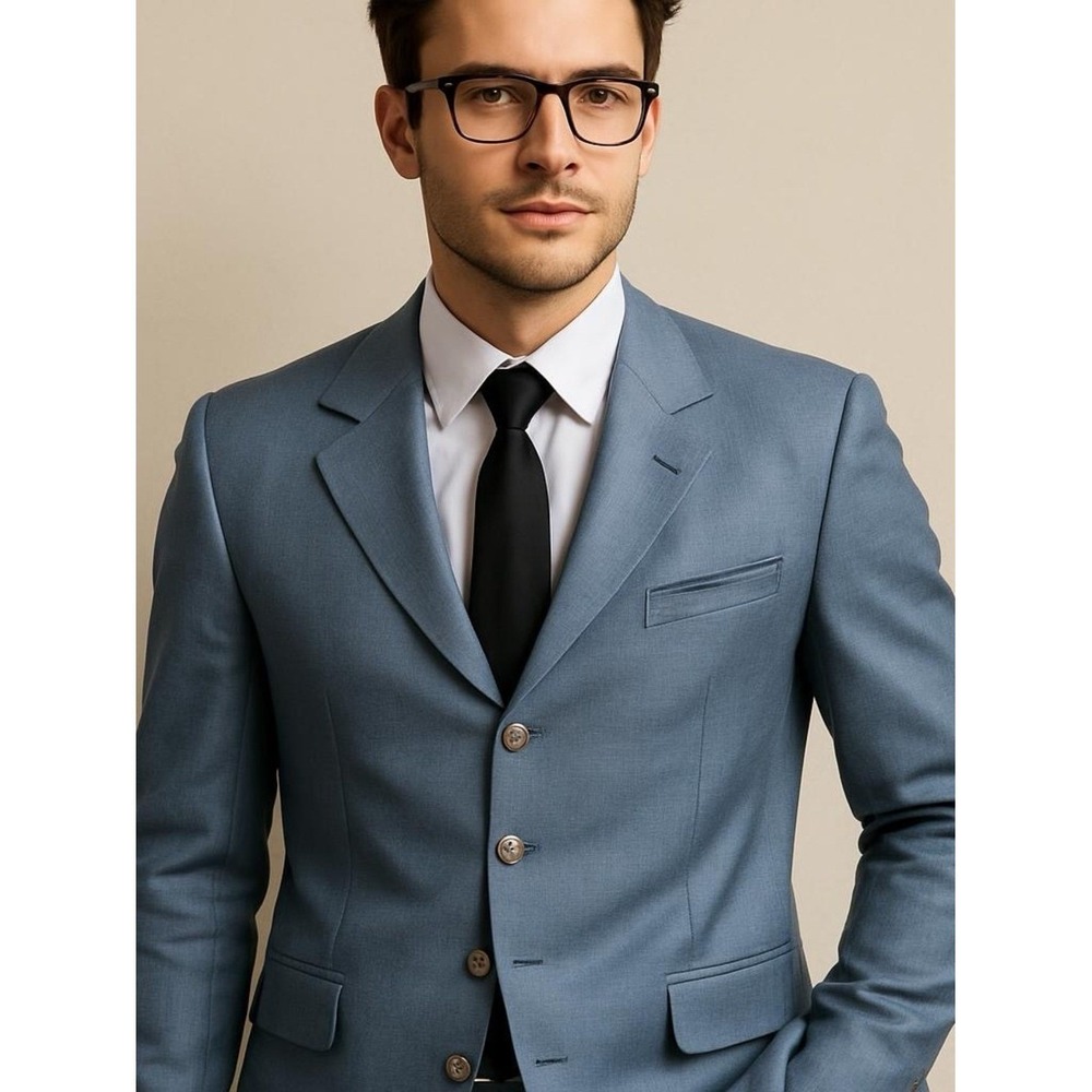 Zacchi Classic Light Blue Men's Blazer Silver Buttons Size 42R